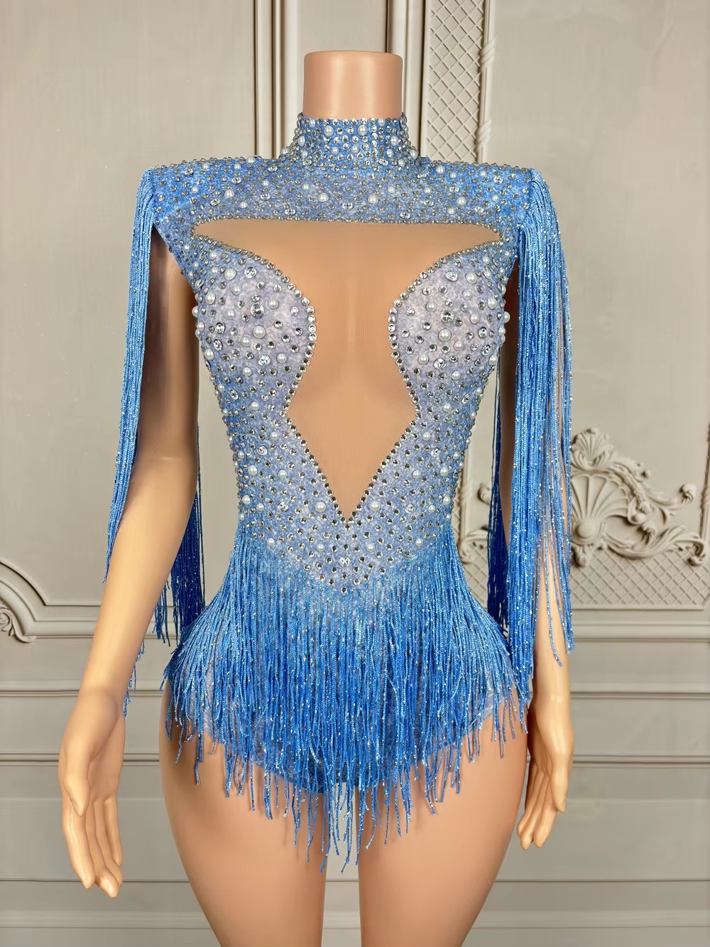 Blauw strass steentjes tassel  - Rhinestone Banding Trim recensie en prijs