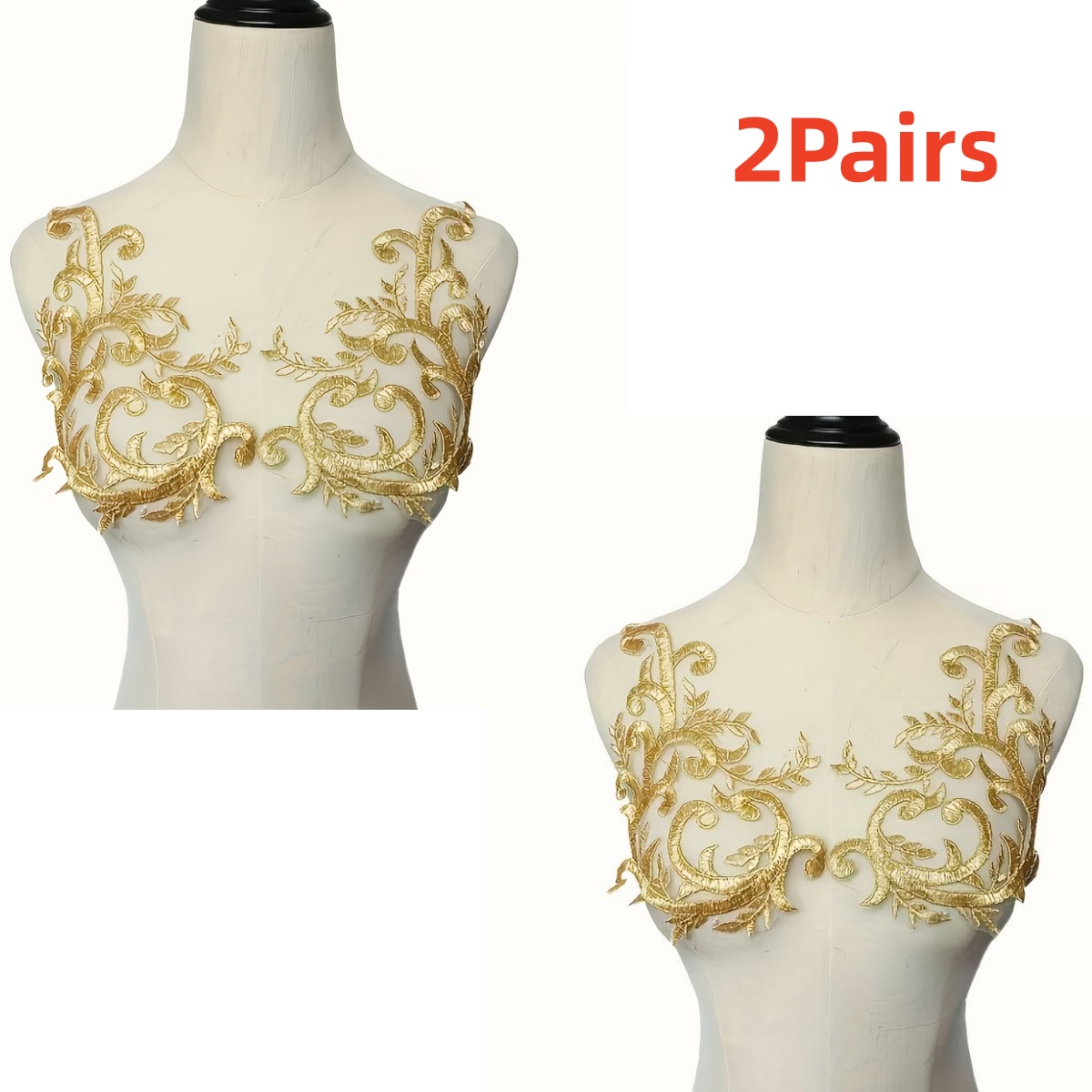 2 paar gouden kantstof bloemen - Applique Patch Flower recensie en prijs